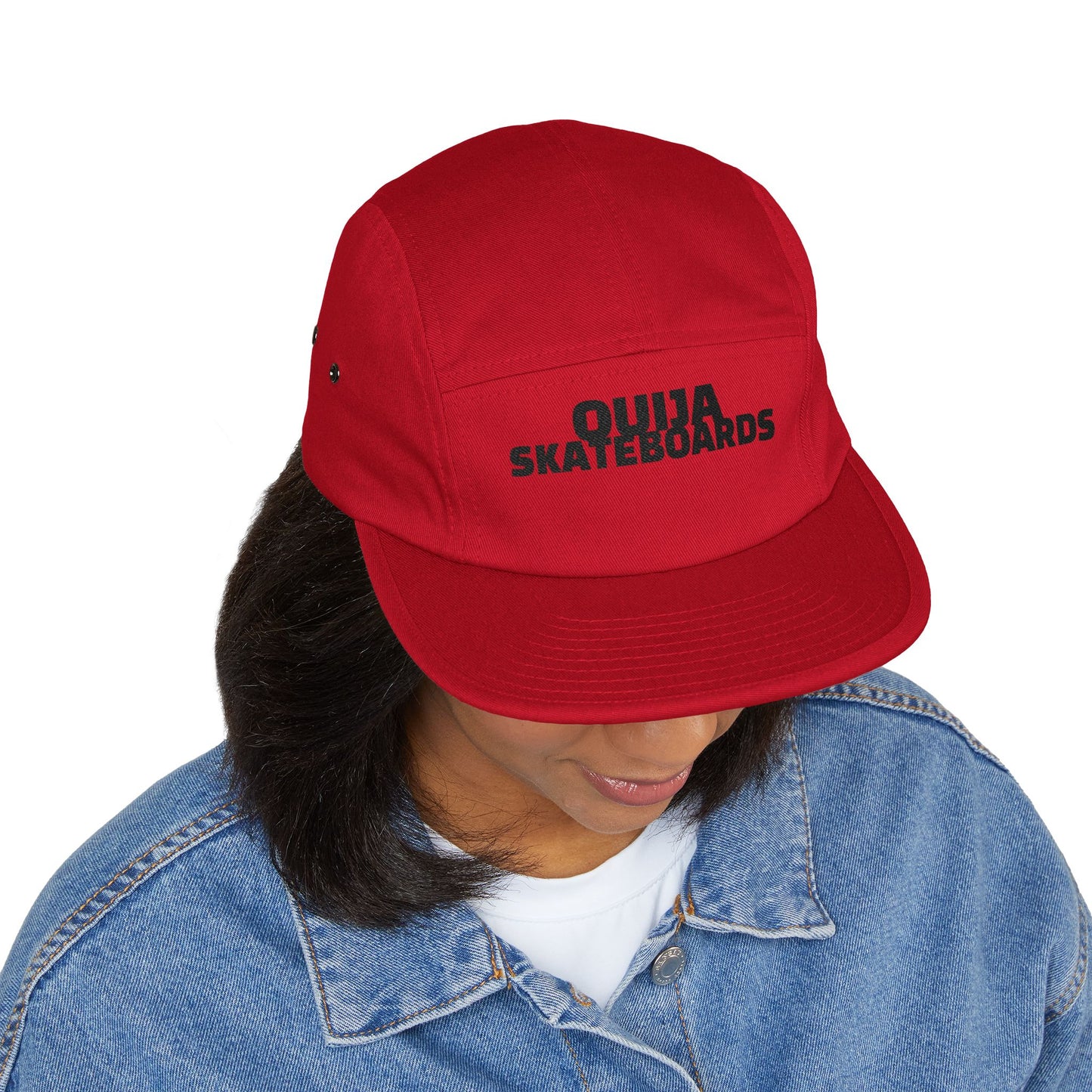 Ouija Skateboards Embroidered 5-Panel Cap — Vintage Skate Hat with Skeleton Logo