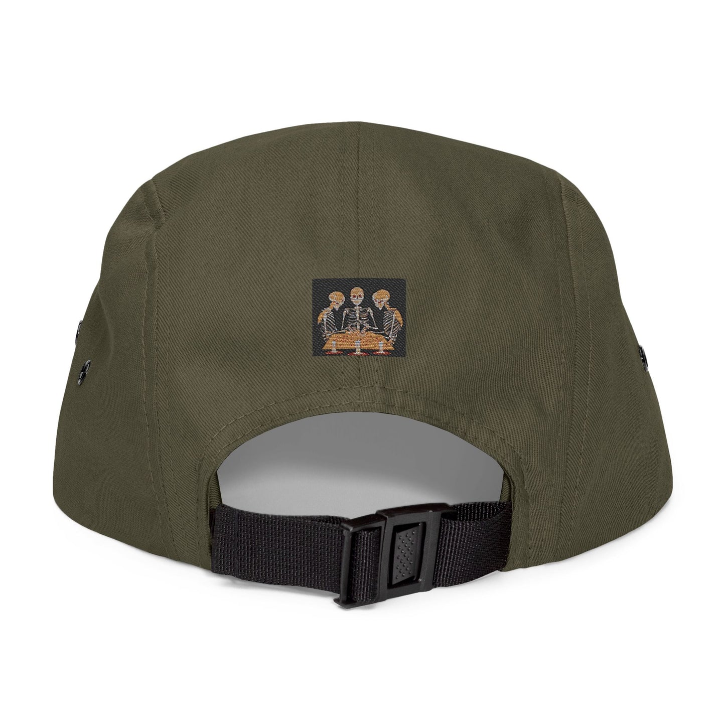 Ouija Skateboards Embroidered 5-Panel Cap — Vintage Skate Hat with Skeleton Logo